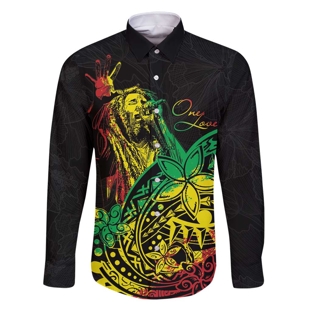 Personalised Reggae Jawaiian Festive Family Matching Long Sleeve Bodycon Dress and Hawaiian Shirt Mix Polynesian LT7 Dad's Shirt - Long Sleeve Reggae - Polynesian Pride