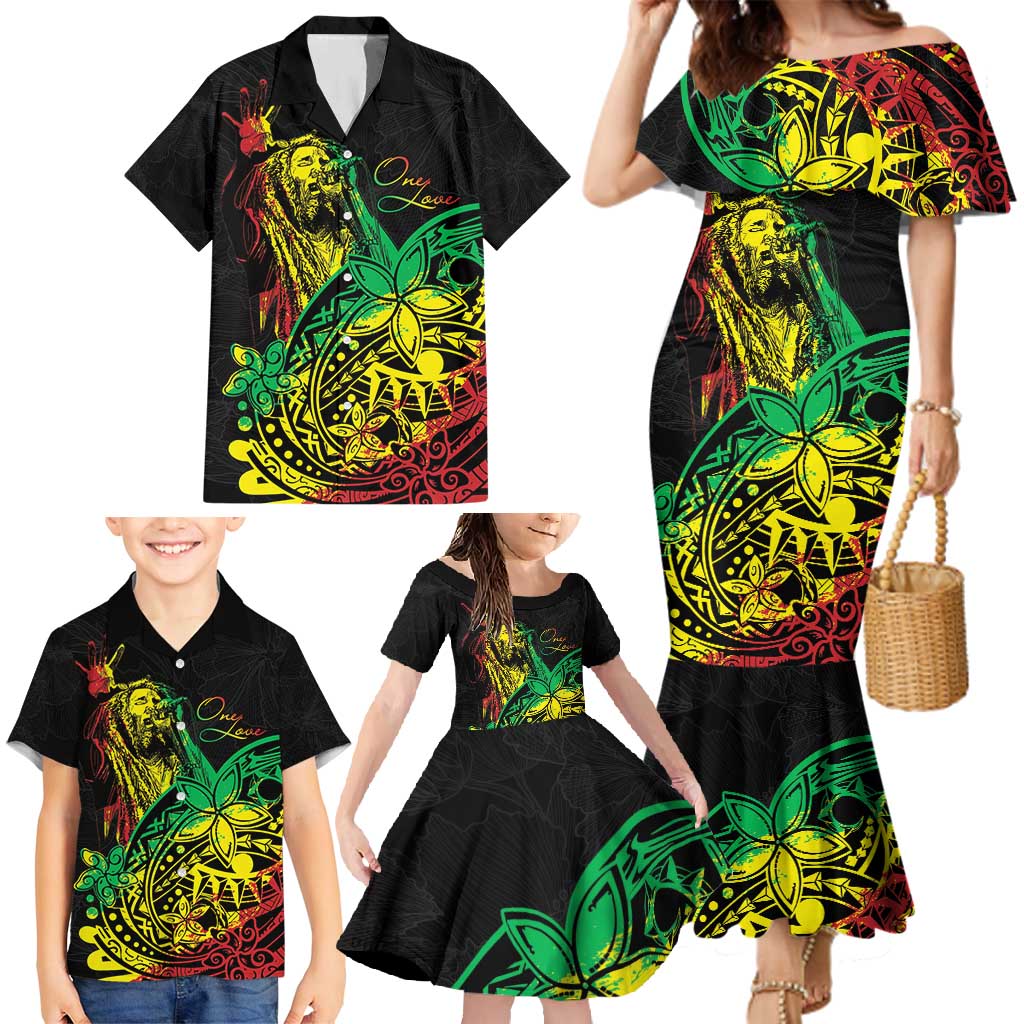 Personalised Reggae Jawaiian Festive Family Matching Mermaid Dress and Hawaiian Shirt Mix Polynesian LT7 - Polynesian Pride