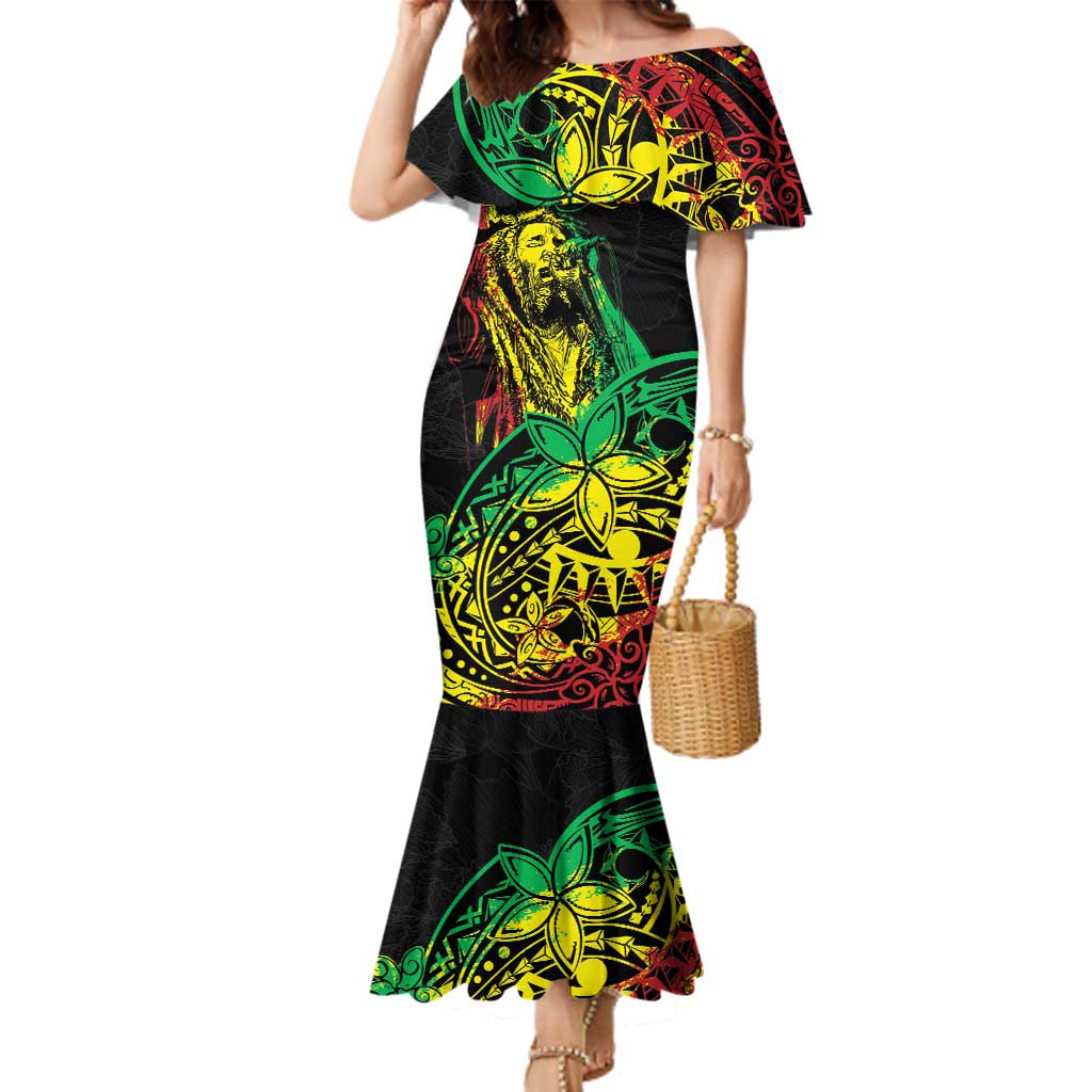 Personalised Reggae Jawaiian Festive Family Matching Mermaid Dress and Hawaiian Shirt Mix Polynesian LT7 Mom's Dress Reggae - Polynesian Pride
