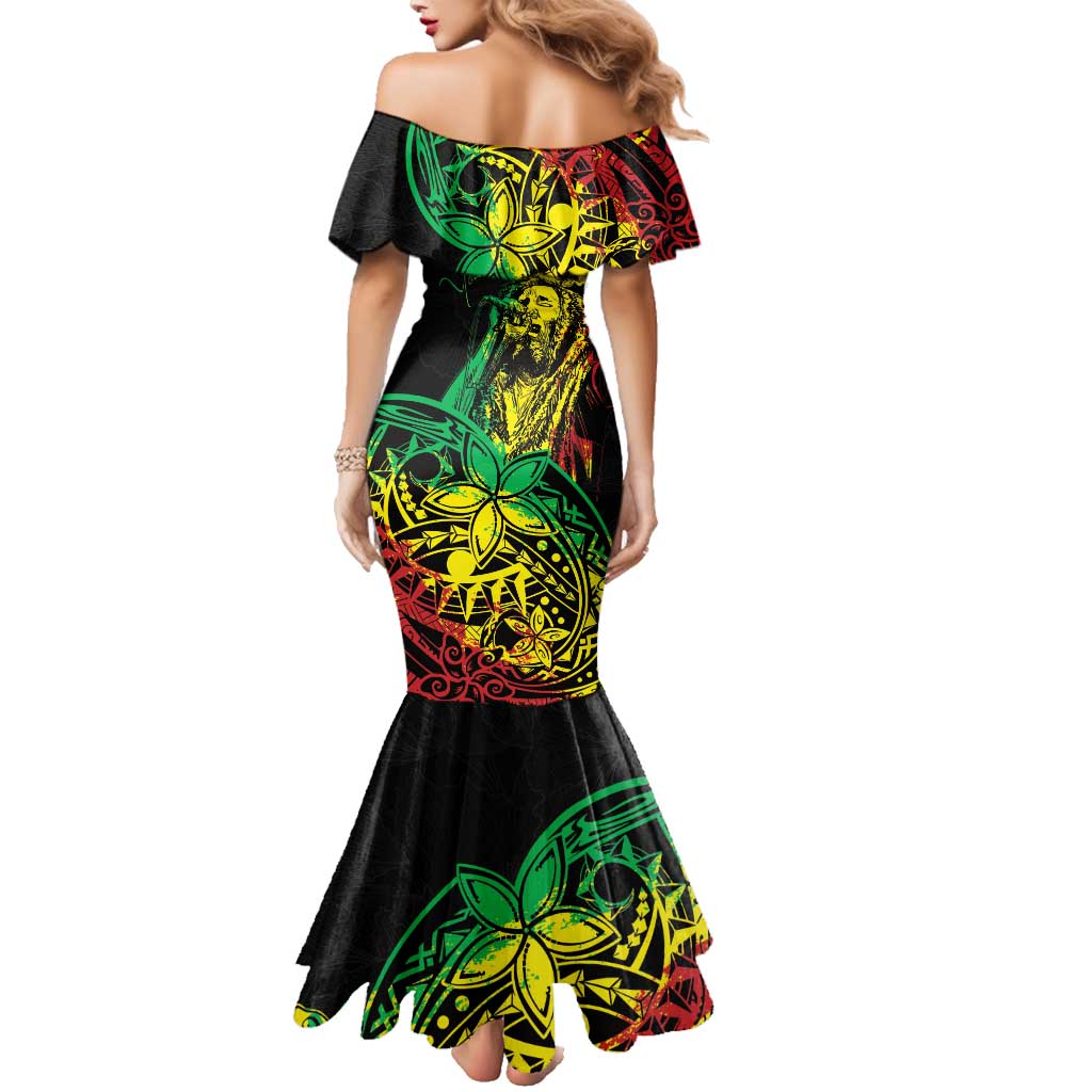 Personalised Reggae Jawaiian Festive Family Matching Mermaid Dress and Hawaiian Shirt Mix Polynesian LT7 - Polynesian Pride