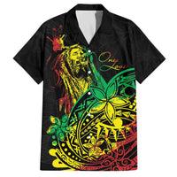 Personalised Reggae Jawaiian Festive Family Matching Off The Shoulder Long Sleeve Dress and Hawaiian Shirt Mix Polynesian LT7 Dad's Shirt - Short Sleeve Reggae - Polynesian Pride