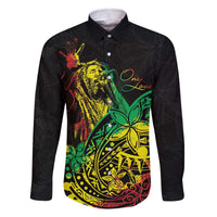 Personalised Reggae Jawaiian Festive Family Matching Off The Shoulder Long Sleeve Dress and Hawaiian Shirt Mix Polynesian LT7 Dad's Shirt - Long Sleeve Reggae - Polynesian Pride