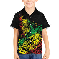 Personalised Reggae Jawaiian Festive Family Matching Off The Shoulder Long Sleeve Dress and Hawaiian Shirt Mix Polynesian LT7 Son's Shirt Reggae - Polynesian Pride