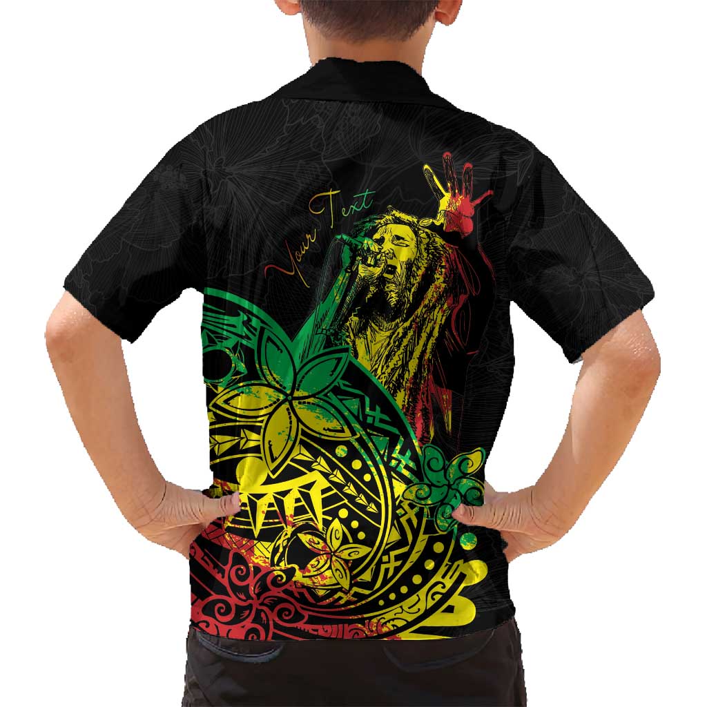 Personalised Reggae Jawaiian Festive Family Matching Puletasi and Hawaiian Shirt Mix Polynesian
