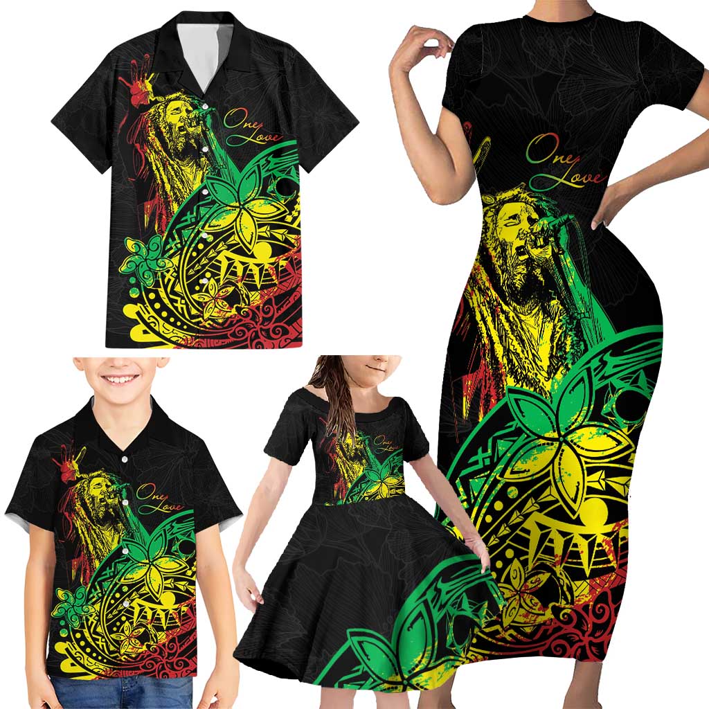 Personalised Reggae Jawaiian Festive Family Matching Short Sleeve Bodycon Dress and Hawaiian Shirt Mix Polynesian LT7 - Polynesian Pride