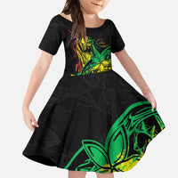 Personalised Reggae Jawaiian Festive Family Matching Tank Maxi Dress and Hawaiian Shirt Mix Polynesian LT7 Daughter's Dress Reggae - Polynesian Pride