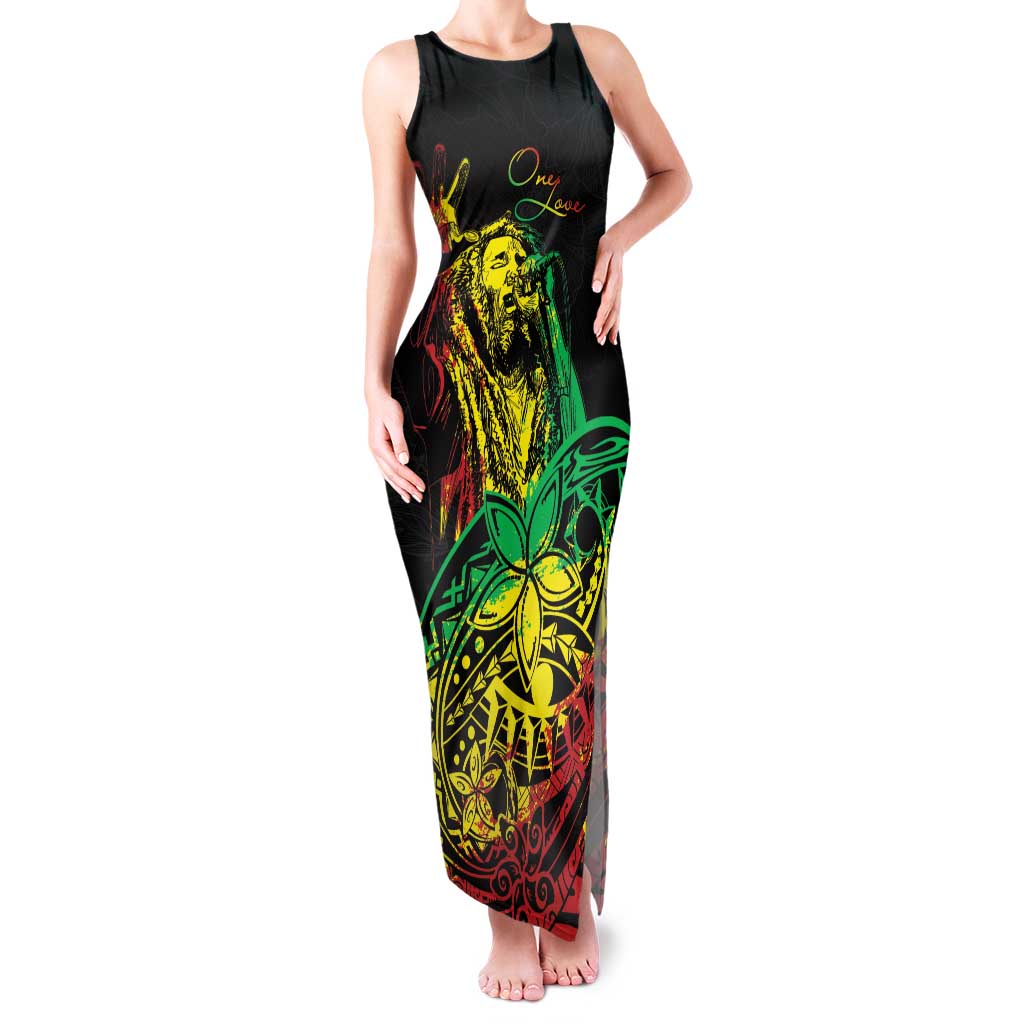 Personalised Reggae Jawaiian Festive Family Matching Tank Maxi Dress and Hawaiian Shirt Mix Polynesian LT7 Mom's Dress Reggae - Polynesian Pride