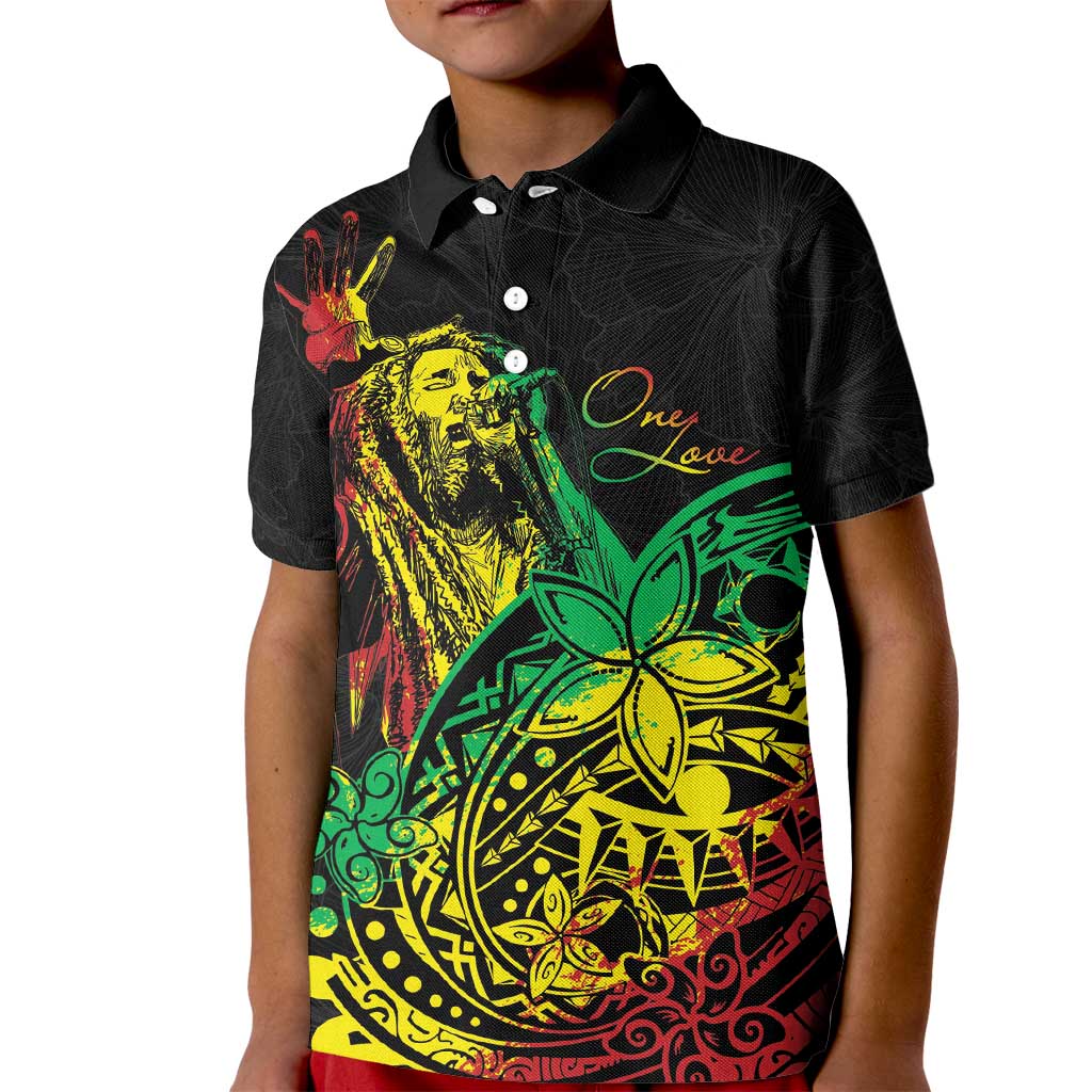 Personalised Reggae Jawaiian Festive Kid Polo Shirt Mix Polynesian