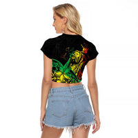 Personalised Reggae Jawaiian Festive Raglan Cropped T Shirt Mix Polynesian