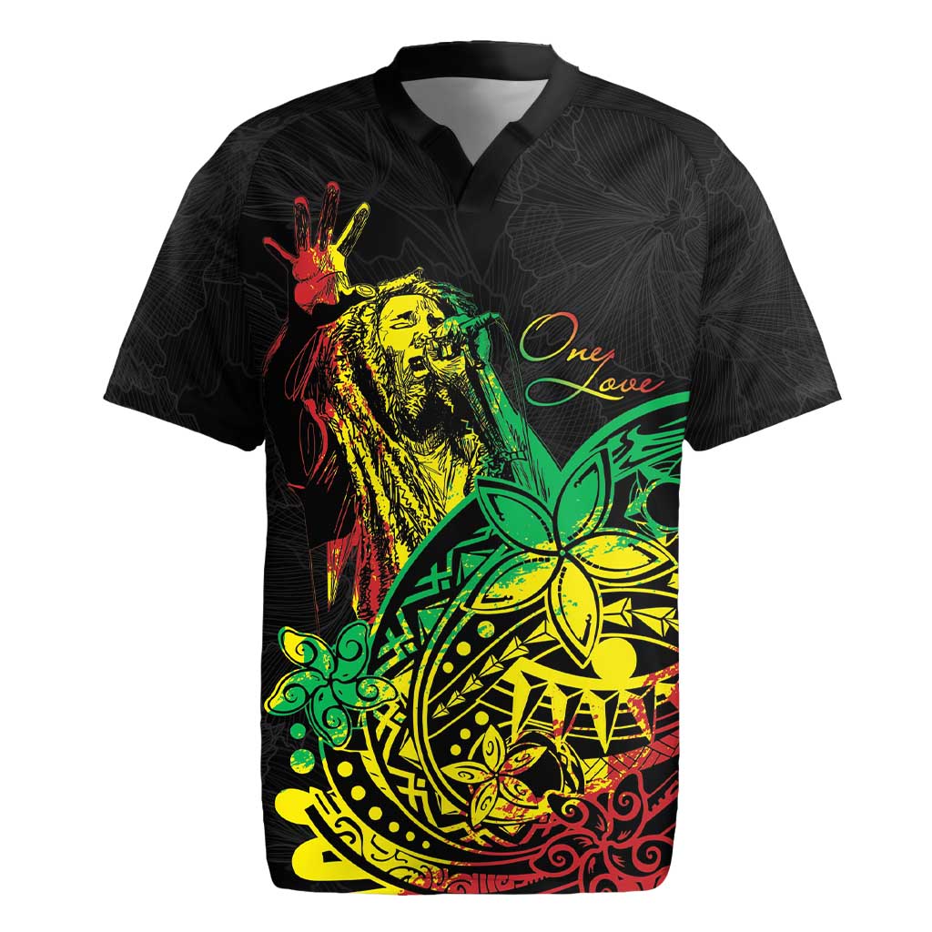 Personalised Reggae Jawaiian Festive Rugby Jersey Mix Polynesian