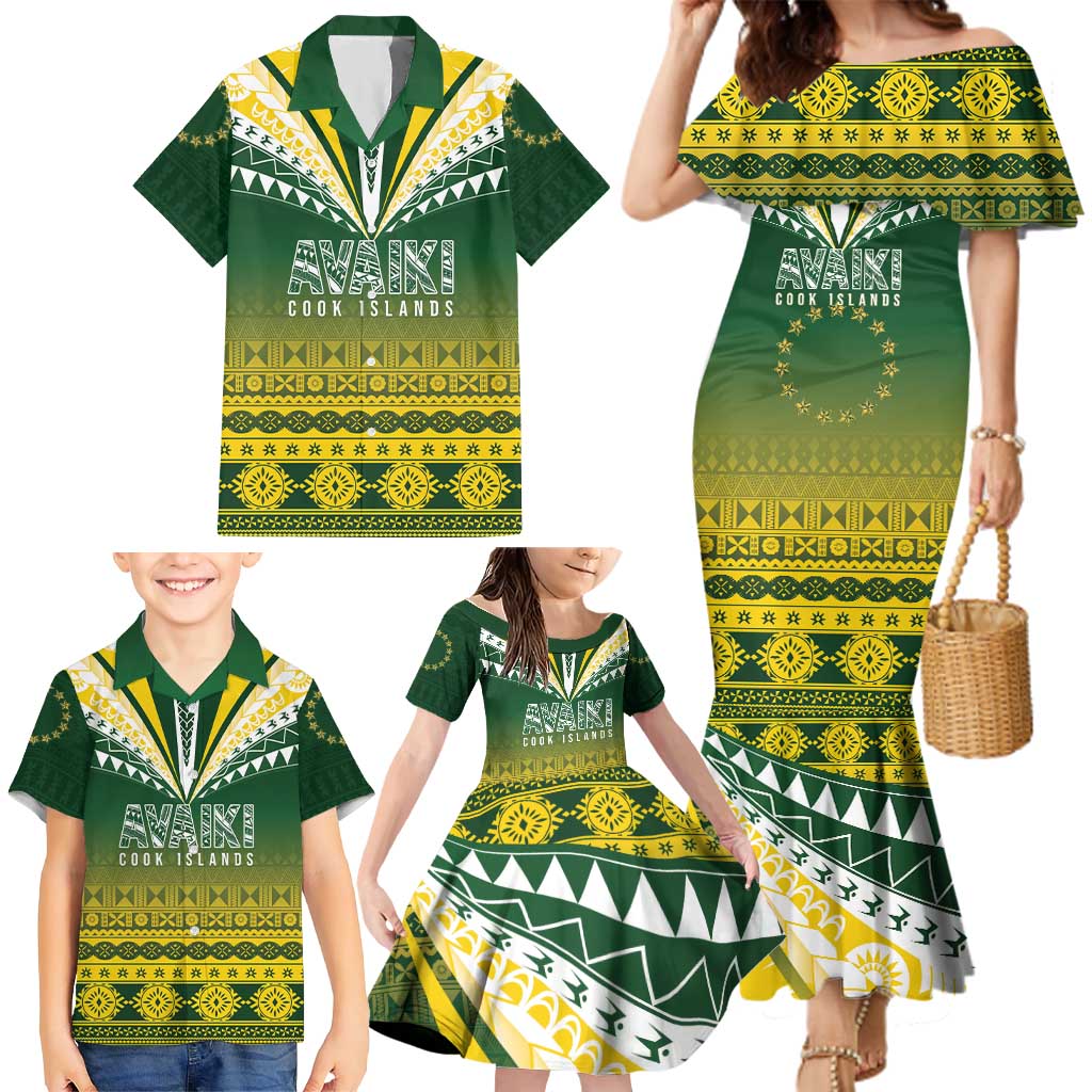 Cook Islands Rugby Custom Family Matching Mermaid Dress and Hawaiian Shirt Kuki Avaiki - Polynesian Pride