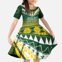 Cook Islands Rugby Custom Family Matching Off Shoulder Short Dress and Hawaiian Shirt Kuki Avaiki - Polynesian Pride
