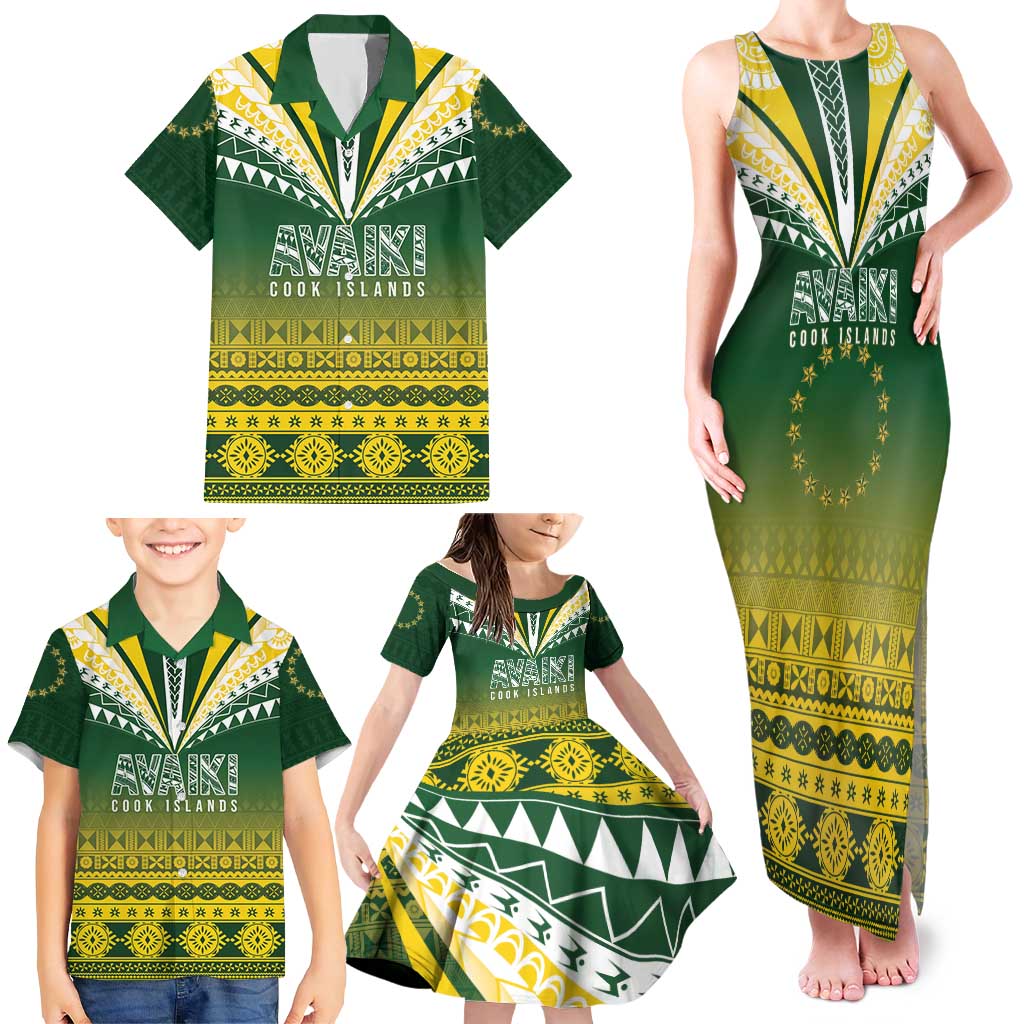 Cook Islands Rugby Custom Family Matching Tank Maxi Dress and Hawaiian Shirt Kuki Avaiki - Polynesian Pride