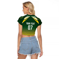 Cook Islands Rugby Custom Raglan Cropped T Shirt Kuki Avaiki - Polynesian Pride