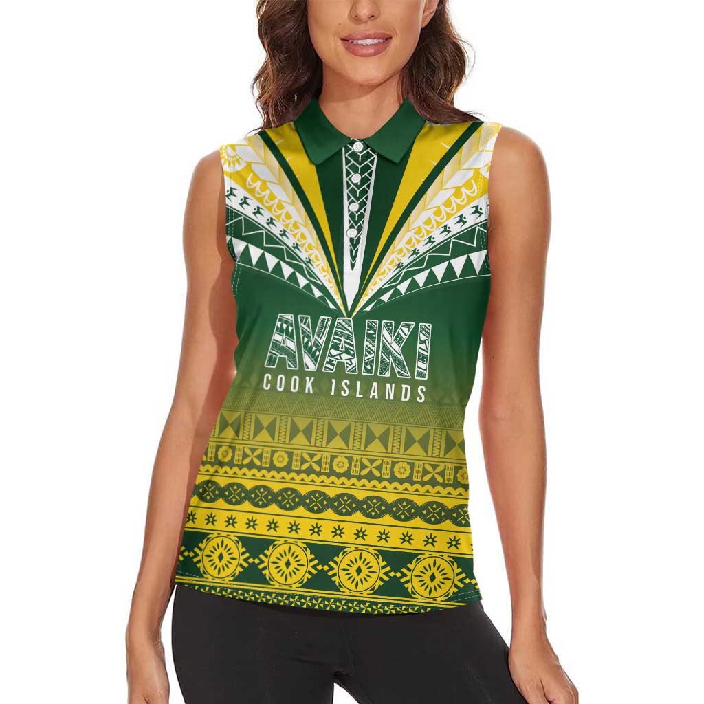Cook Islands Rugby Custom Women Sleeveless Polo Shirt Kuki Avaiki LT7 - Polynesian Pride