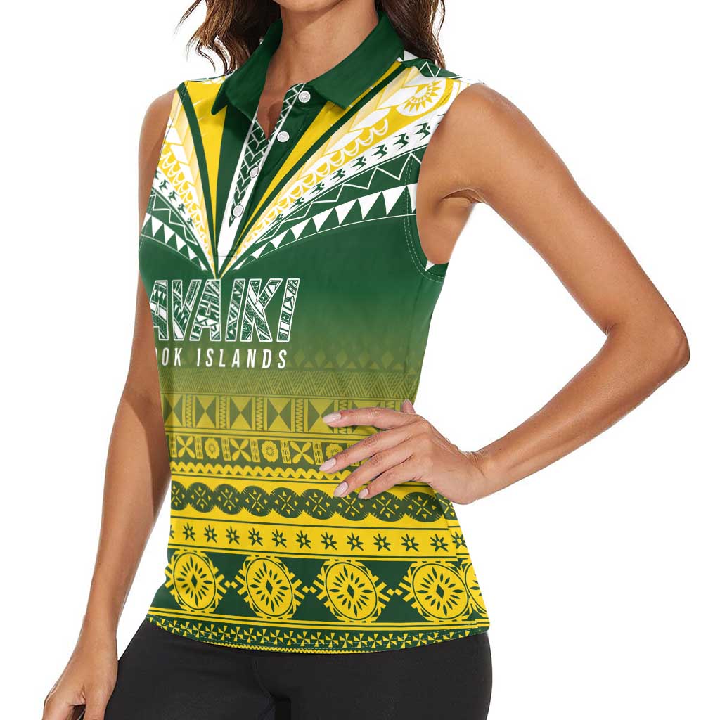 Cook Islands Rugby Custom Women Sleeveless Polo Shirt Kuki Avaiki LT7 - Polynesian Pride
