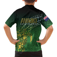 Cook Islands Rugby Kuki Avaiki Family Matching Off The Shoulder Long Sleeve Dress and Hawaiian Shirt Tribal Turtle LT7 - Polynesian Pride