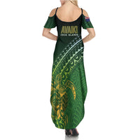 Cook Islands Rugby Kuki Avaiki Family Matching Summer Maxi Dress and Hawaiian Shirt Tribal Turtle LT7 - Polynesian Pride