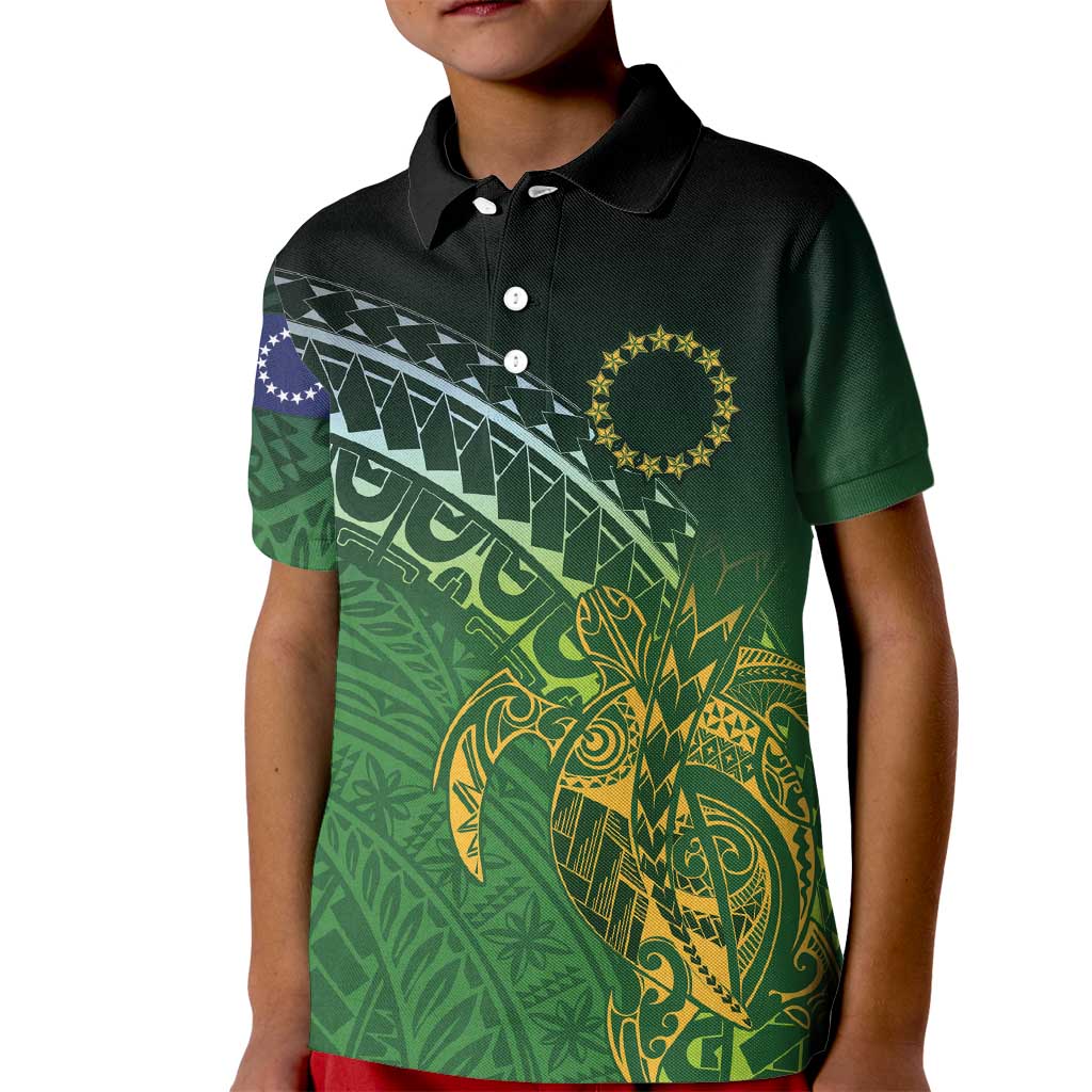Cook Islands Rugby Kuki Avaiki Kid Polo Shirt Tribal Turtle - Polynesian Pride