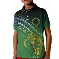 Cook Islands Rugby Kuki Avaiki Kid Polo Shirt Tribal Turtle - Polynesian Pride