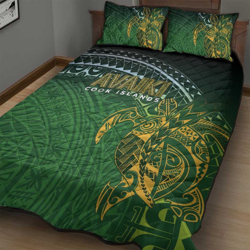 Cook Islands Rugby Kuki Avaiki Quilt Bed Set Tribal Turtle - Polynesian Pride