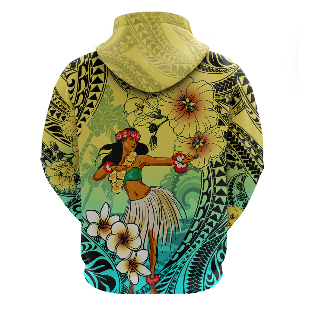 Honolulu Hawaii Hoodie Ilima Plumeria with Hula Girl LT7 - Polynesian Pride