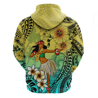 Honolulu Hawaii Hoodie Ilima Plumeria with Hula Girl LT7 - Polynesian Pride