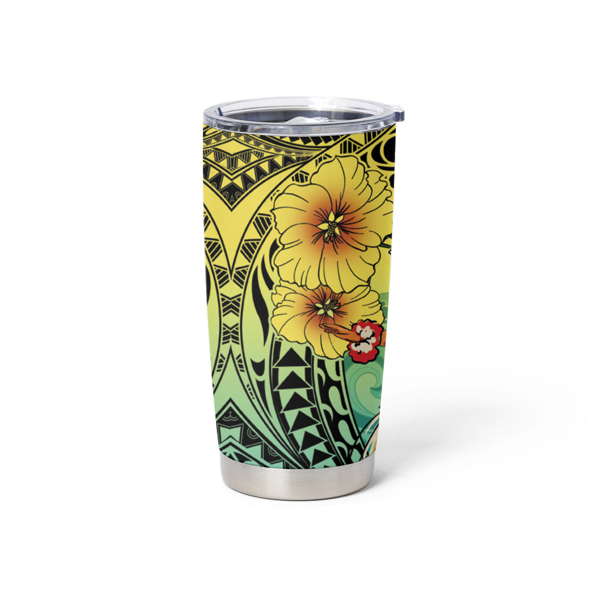 Honolulu Hawaii Tumbler Cup Ilima Plumeria with Hula Girl