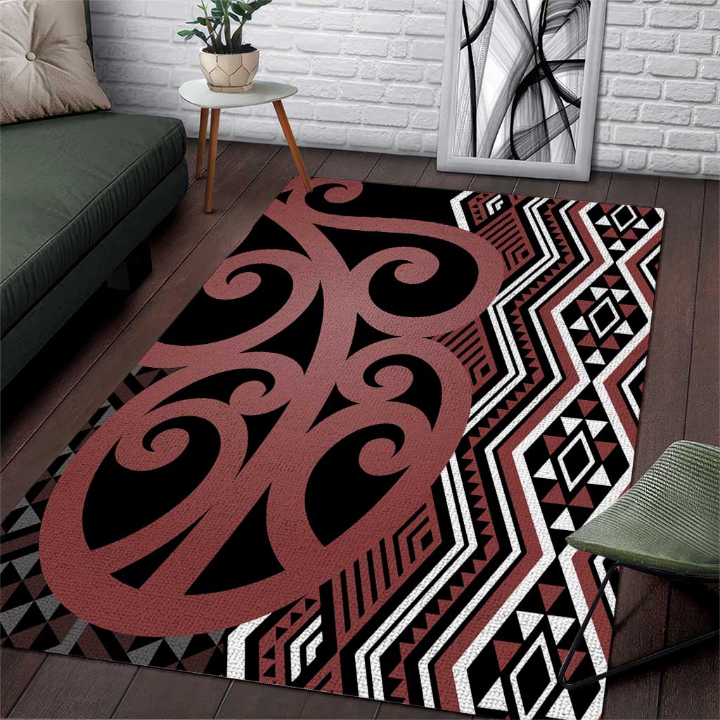 Maori Taniko Patterns Area Rug Brown Patiki Motifs Mix Whakairo Ngaru LT7 Brown - Polynesian Pride