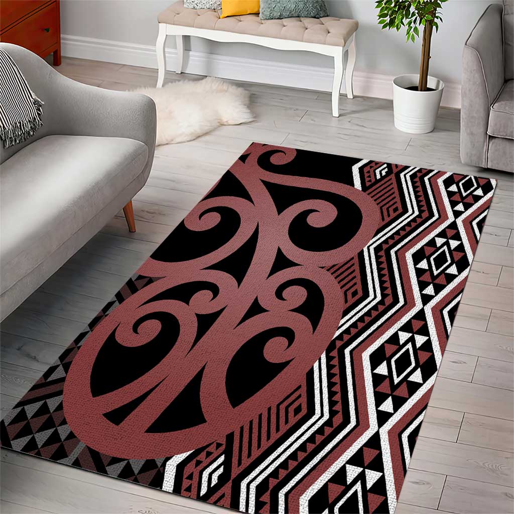Maori Taniko Patterns Area Rug Brown Patiki Motifs Mix Whakairo Ngaru LT7 - Polynesian Pride
