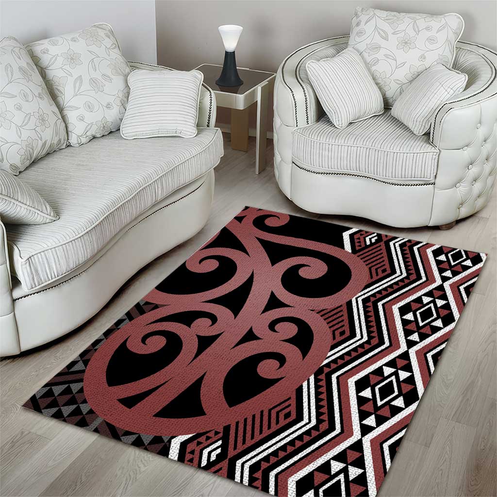 Maori Taniko Patterns Area Rug Brown Patiki Motifs Mix Whakairo Ngaru LT7 - Polynesian Pride