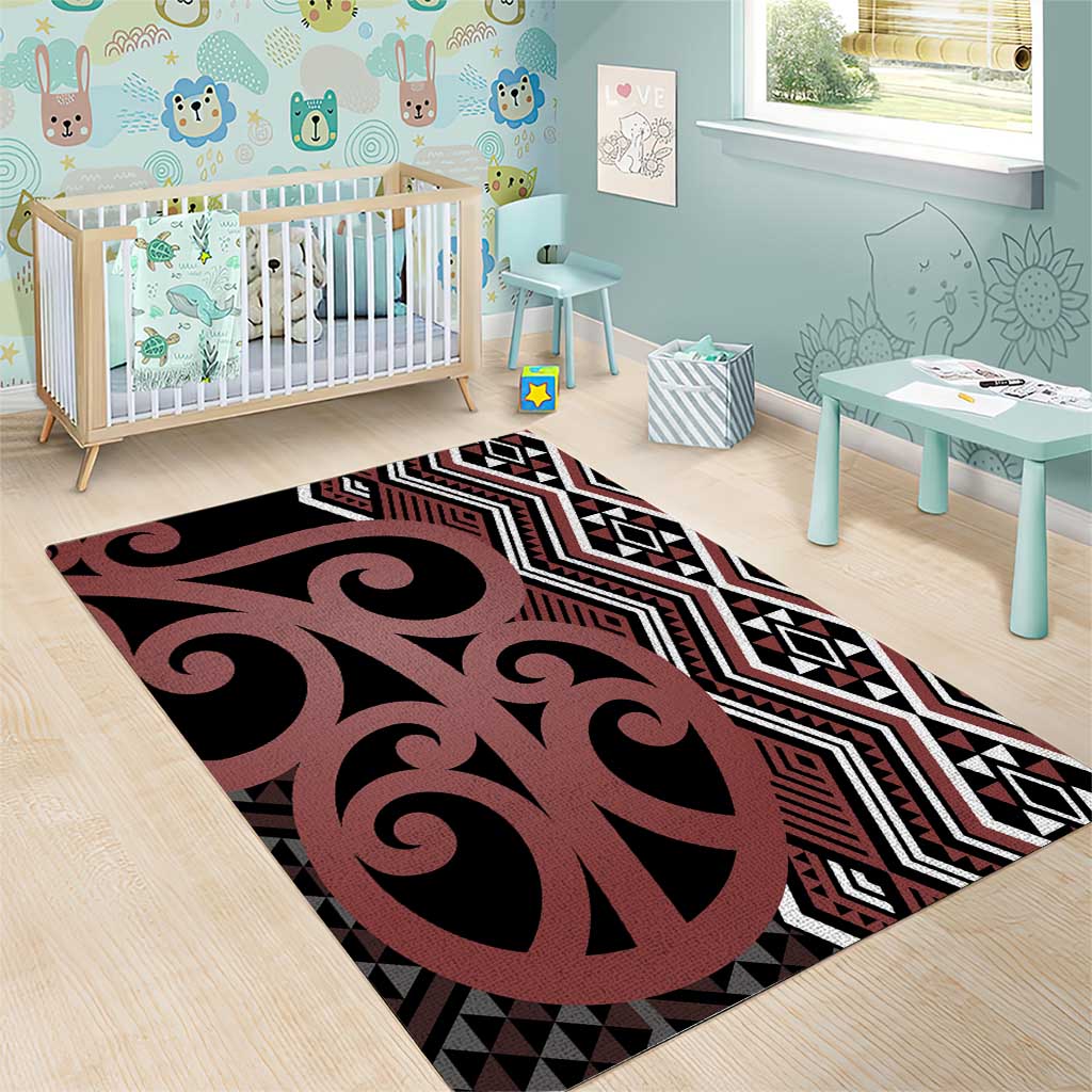 Maori Taniko Patterns Area Rug Brown Patiki Motifs Mix Whakairo Ngaru LT7 - Polynesian Pride
