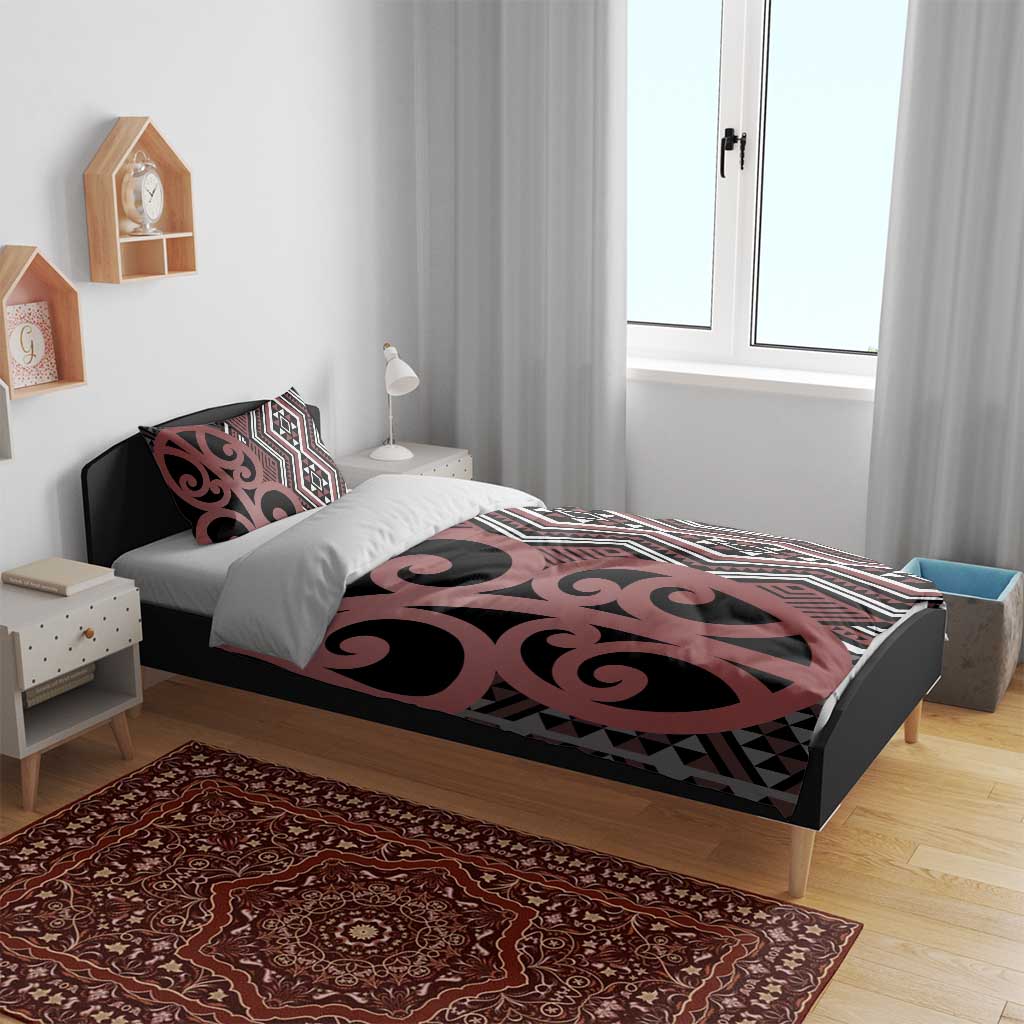 Maori Taniko Patterns Bedding Set Brown Patiki Motifs Mix Whakairo Ngaru