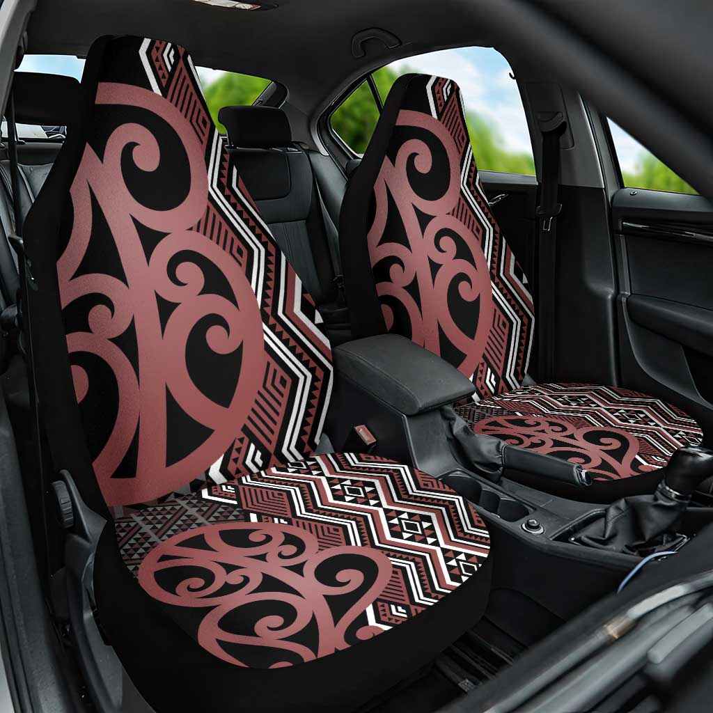 Maori Taniko Patterns Car Seat Cover Brown Patiki Motifs Mix Whakairo Ngaru LT7 One Size Brown - Polynesian Pride