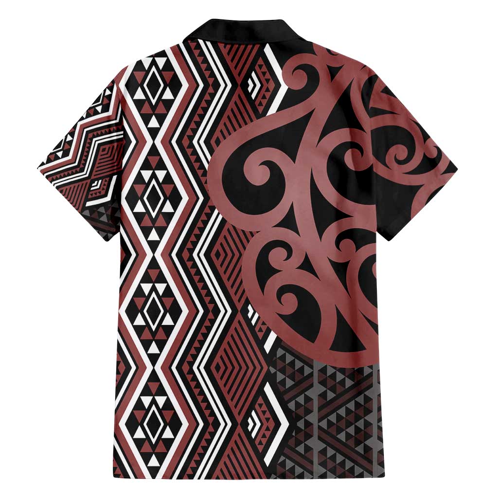 Maori Taniko Patterns Family Matching Long Sleeve Bodycon Dress and Hawaiian Shirt Brown Patiki Motifs Mix Whakairo Ngaru LT7 - Polynesian Pride
