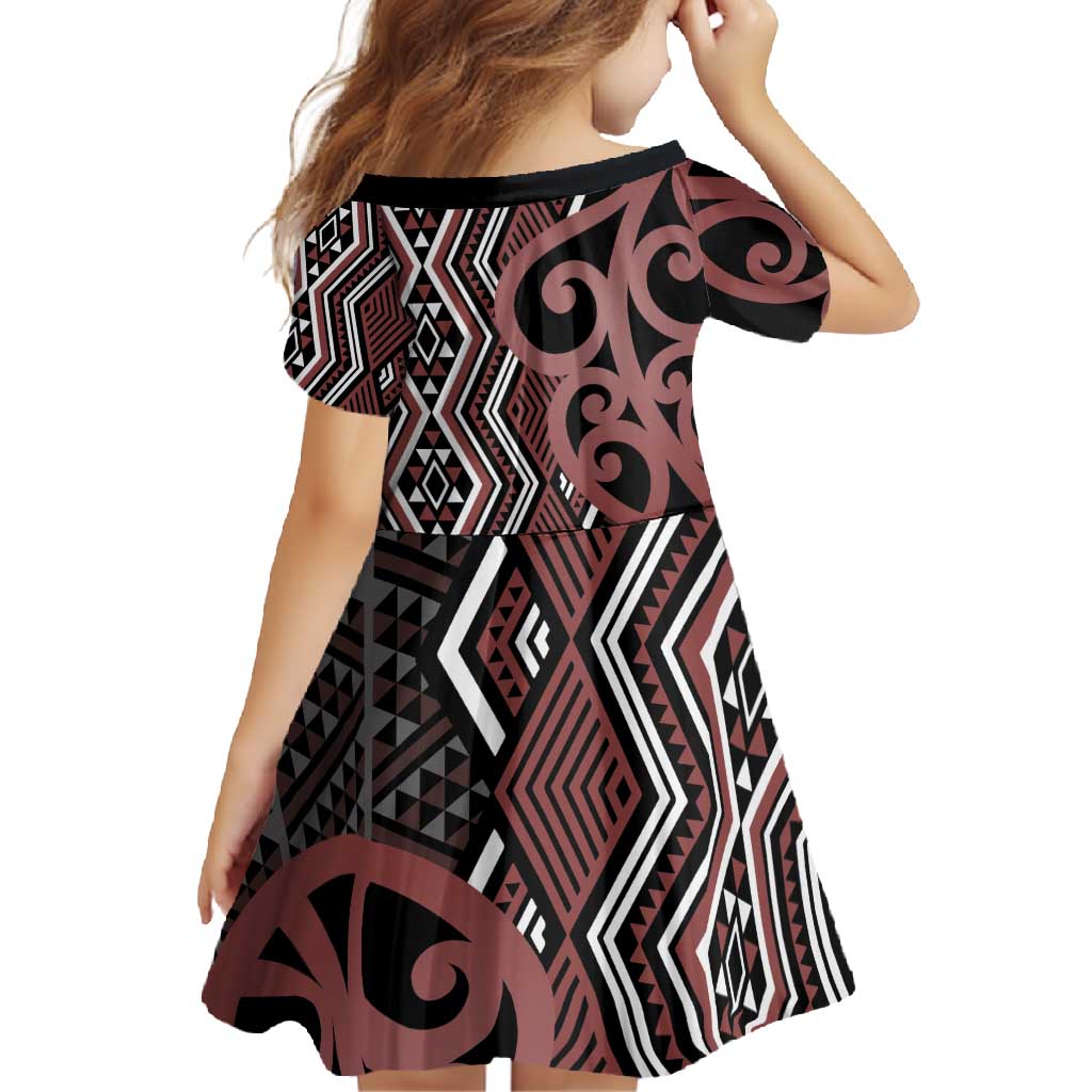 Maori Taniko Patterns Family Matching Mermaid Dress and Hawaiian Shirt Brown Patiki Motifs Mix Whakairo Ngaru LT7 - Polynesian Pride