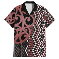Maori Taniko Patterns Family Matching Puletasi and Hawaiian Shirt Brown Patiki Motifs Mix Whakairo Ngaru LT7 Dad's Shirt - Short Sleeve Brown - Polynesian Pride