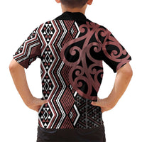 Maori Taniko Patterns Family Matching Short Sleeve Bodycon Dress and Hawaiian Shirt Brown Patiki Motifs Mix Whakairo Ngaru LT7 - Polynesian Pride