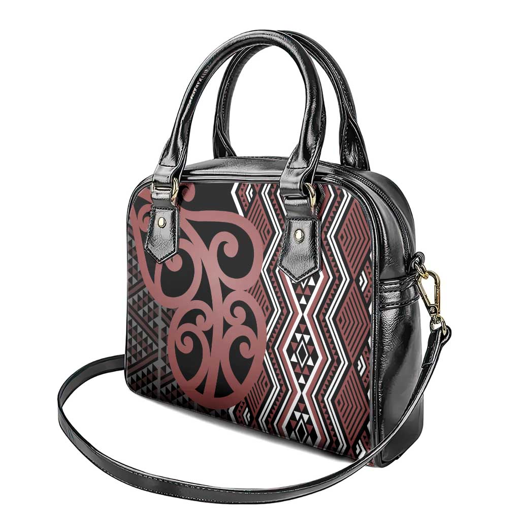 Maori Taniko Patterns Shoulder Handbag Brown Patiki Motifs Mix Whakairo Ngaru LT7 - Polynesian Pride