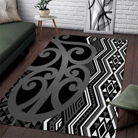 Maori Taniko Patterns Area Rug Black Patiki Motifs Mix Whakairo Ngaru LT7 Black - Polynesian Pride