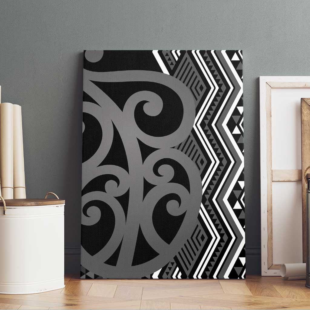 Maori Taniko Patterns Canvas Wall Art Black Patiki Motifs Mix Whakairo Ngaru