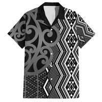 Maori Taniko Patterns Family Matching Long Sleeve Bodycon Dress and Hawaiian Shirt Black Patiki Motifs Mix Whakairo Ngaru LT7 Dad's Shirt - Short Sleeve Black - Polynesian Pride
