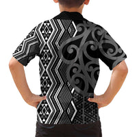 Maori Taniko Patterns Family Matching Puletasi and Hawaiian Shirt Black Patiki Motifs Mix Whakairo Ngaru