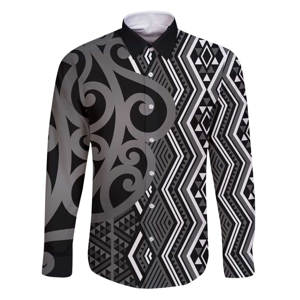 Maori Taniko Patterns Family Matching Puletasi and Hawaiian Shirt Black Patiki Motifs Mix Whakairo Ngaru
