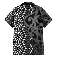 Maori Taniko Patterns Hawaiian Shirt Black Patiki Motifs Mix Whakairo Ngaru
