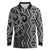 Maori Taniko Patterns Long Sleeve Polo Shirt Black Patiki Motifs Mix Whakairo Ngaru