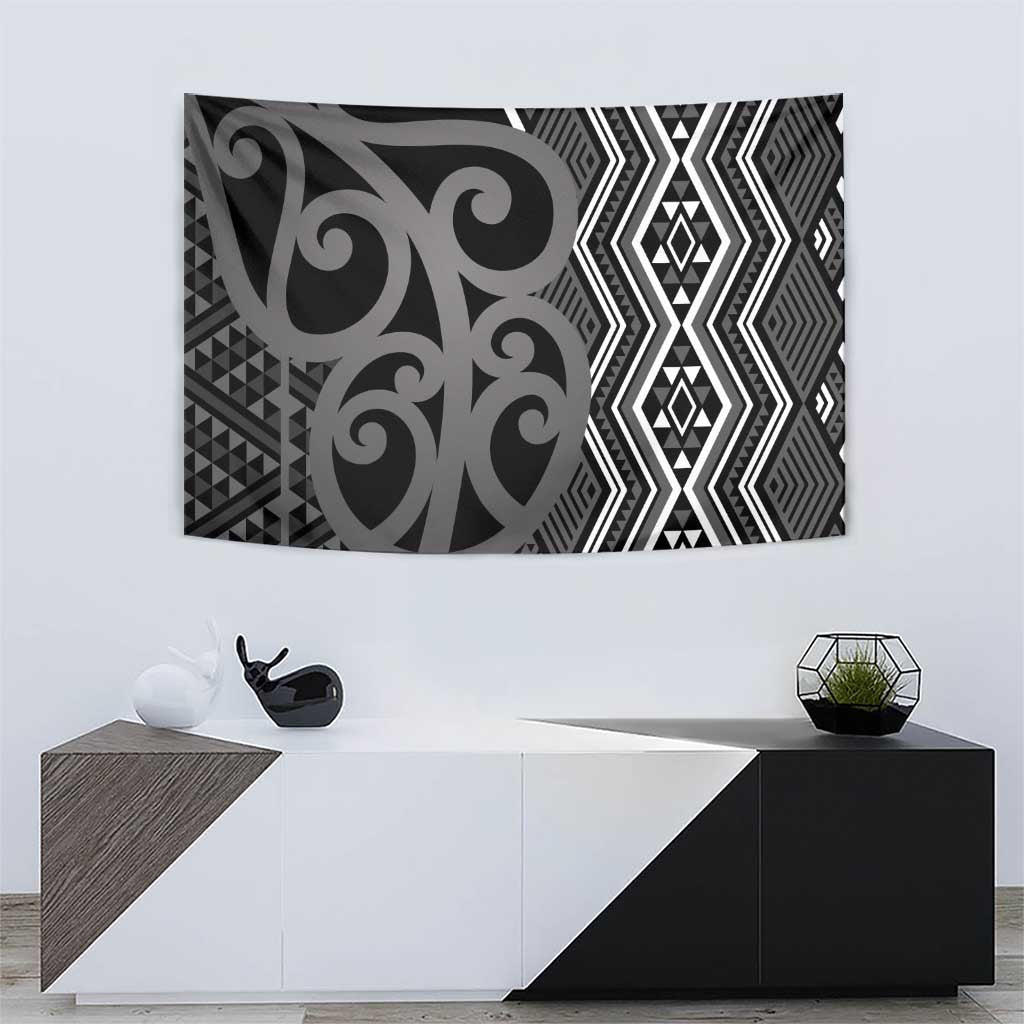 Maori Taniko Patterns Tapestry Black Patiki Motifs Mix Whakairo Ngaru LT7 - Polynesian Pride
