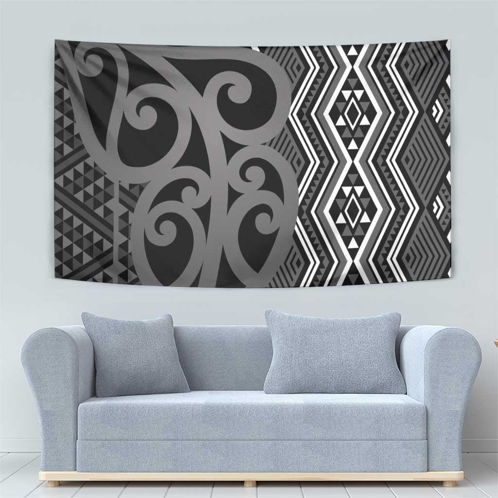 Maori Taniko Patterns Tapestry Black Patiki Motifs Mix Whakairo Ngaru LT7 - Polynesian Pride