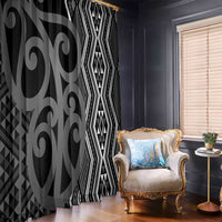 Maori Taniko Patterns Window Curtain Black Patiki Motifs Mix Whakairo Ngaru LT7 - Polynesian Pride