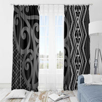 Maori Taniko Patterns Window Curtain Black Patiki Motifs Mix Whakairo Ngaru LT7 - Polynesian Pride